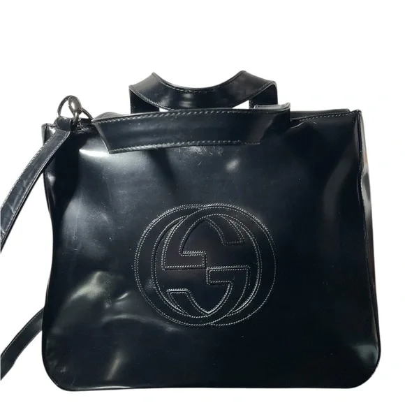 Authentic Rare Gucci Elegant black leather bag - Picture 1 of 9